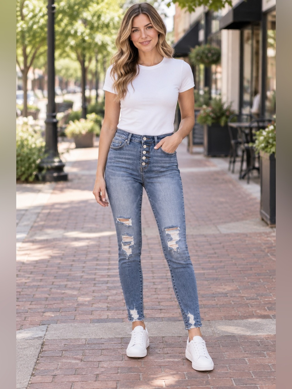 Vervet Distressed button fly Women skinny Jeans size 25